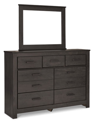 Cama Queen con paneles, tocador y espejo Brinxton