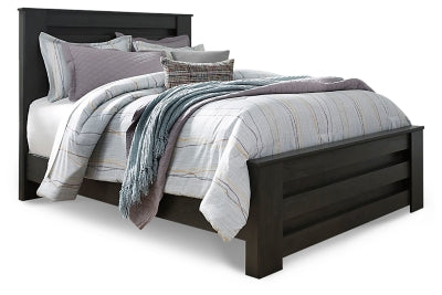 Cama Queen Brinxton con paneles, tocador, espejo, cómoda y mesita de noche