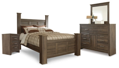 Cama con dosel Juararo Queen con tocador con espejo y mesita de noche