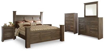 Cama con dosel Juararo King, tocador, espejo, cómoda y dos mesitas de noche