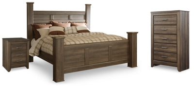 Cama con dosel, cómoda y mesita de noche Juararo King