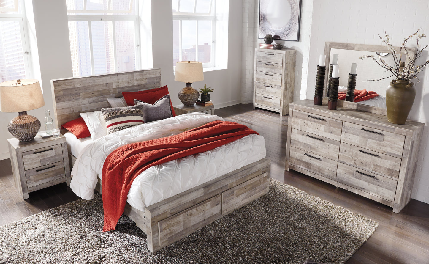 Effie Queen Panel Bed with 2 Storage Drawers