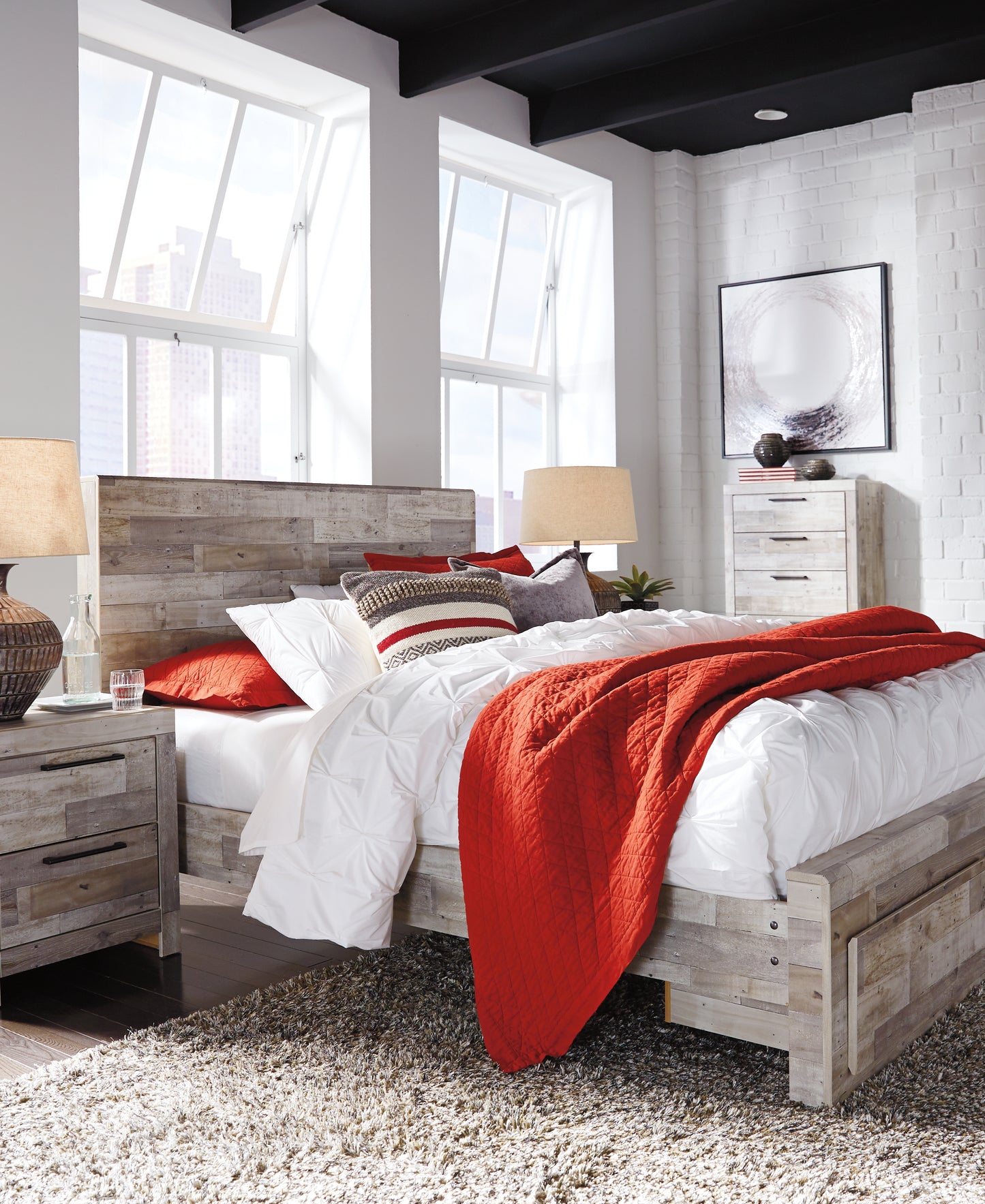 Effie Queen Panel Bed with 2 Storage Drawers