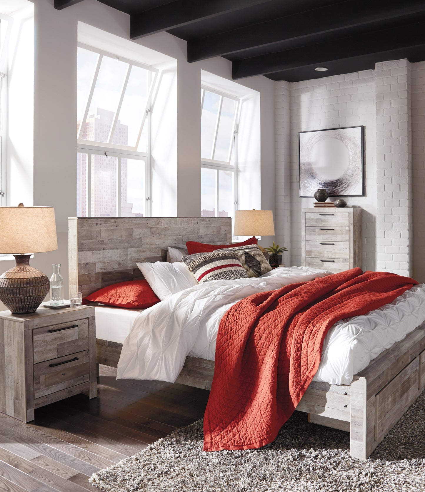 Effie King Panel Bed with 2 Storage Drawers