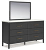Cadmori King Upholstered Panel Bed, Dresser and Mirror