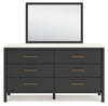 Cadmori Full Upholstered Panel Bed, Dresser and Mirror