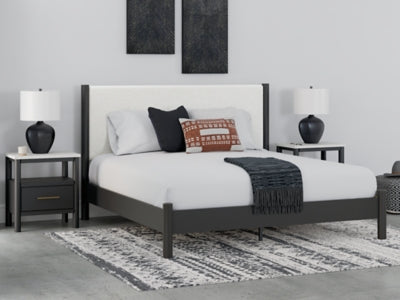 Cama Cadmori King con paneles, tocador, espejo y mesita de noche