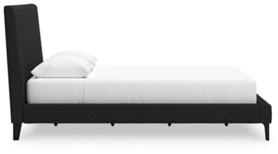 Cama Cadmori Queen tapizada con listones enrollables