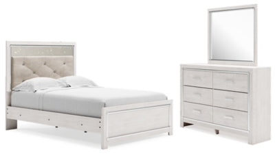 Cama Altyra con paneles completos, tocador y espejo