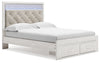 Cama Queen Altyra con almacenamiento tapizada