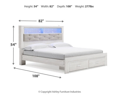 Altyra King Upholstered Bookcase Bed with Storage