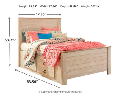 Willowton Twin Panel Bed with 2 Storage Drawers