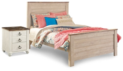 Cama y mesita de noche Willowton con paneles completos
