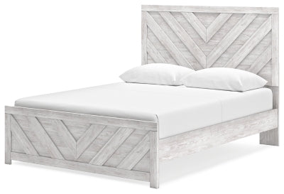 Cama Queen Cayboni con paneles, cómoda y espejo