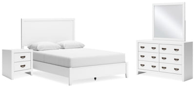 Cama Queen con paneles, tocador, espejo y mesita de noche Binterglen