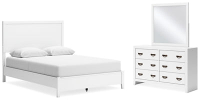 Cama Queen con paneles, tocador y espejo Binterglen