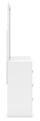 Cama Queen con paneles, tocador, espejo y mesita de noche Binterglen