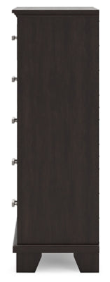 Cama Covetown con paneles completos, tocador, espejo, cómoda y mesita de noche