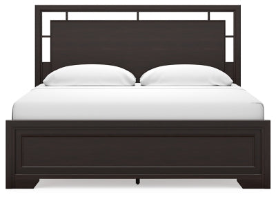 Covetown King Panel Bed, Dresser, Mirror and Nightstand