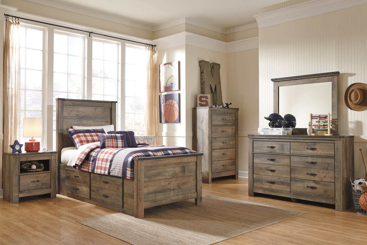 Trinell Twin Panel Bed with 2 Storage Drawers