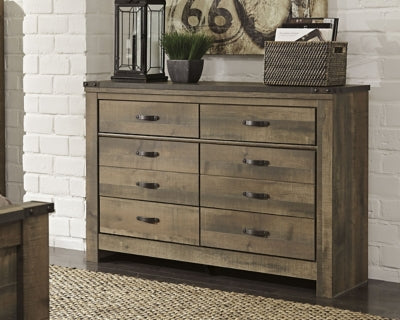 Cama completa Trinell con panel, tocador, espejo y mesita de noche
