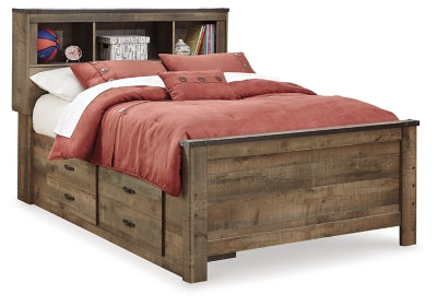 Estantería Trinell con espacio de almacenamiento, cama, tocador, espejo, cómoda y dos mesitas de noche