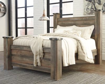 Cama con dosel Trinell Queen, tocador, espejo, cómoda y dos mesitas de noche