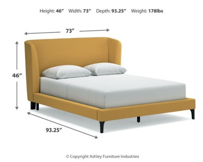 Cama tapizada Queen Maloken con listones enrollables