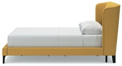 Cama tapizada Queen Maloken con listones enrollables