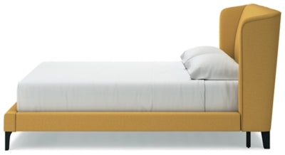 Cama tapizada Maloken King con listones enrollables