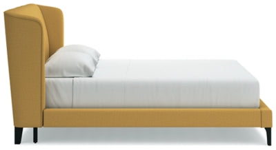 Cama tapizada Maloken King con listones enrollables