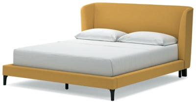 Cama tapizada Maloken California King con listones enrollables