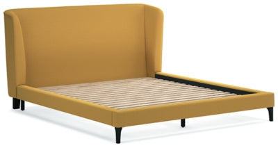 Cama tapizada Maloken California King con listones enrollables