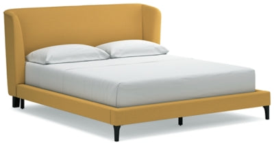 Cama tapizada Maloken California King con listones enrollables