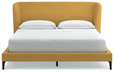 Cama tapizada Maloken California King con listones enrollables