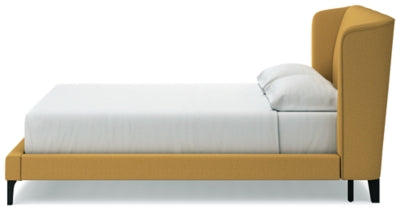Cama tapizada Maloken California King con listones enrollables