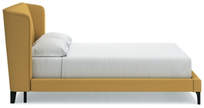 Cama tapizada Maloken California King con listones enrollables
