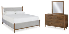 Cama tapizada Lyncott California King, tocador y espejo