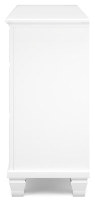 Cama Fortman King con paneles, cómoda y dos mesitas de noche