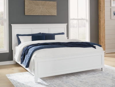 Cama Fortman King con paneles, cómoda y dos mesitas de noche