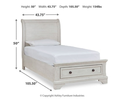 Robbinsdale Twin Storage Bed, Dresser, Mirror and Nightstand