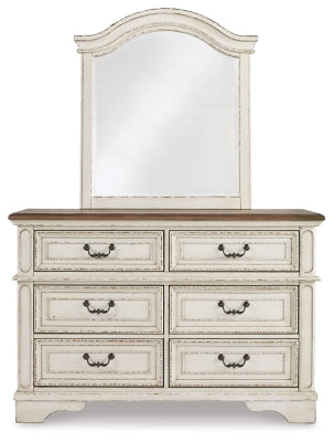 Realyn Full Upholstered Panel Bed, Dresser, Mirror, Chest and 2 Nightstands