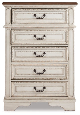 Realyn Full Upholstered Panel Bed, Dresser, Mirror, Chest and 2 Nightstands