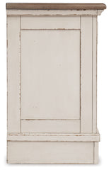 Cama Queen con paneles tapizados, tocador, espejo y mesita de noche Realyn