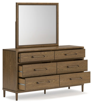 Roanhowe California King Upholstered Bed, Dresser and Mirror