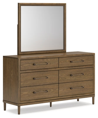 Roanhowe California King Upholstered Bed, Dresser and Mirror