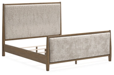 Roanhowe California King Upholstered Bed, Dresser and Mirror