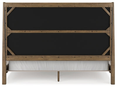 Roanhowe California King Upholstered Bed, Dresser and Mirror