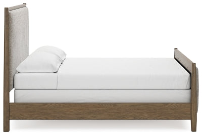 Roanhowe California King Upholstered Bed, Dresser and Mirror