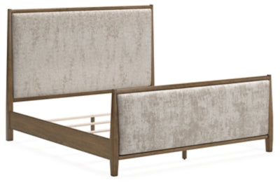 Roanhowe King Upholstered Bed, Dresser and Mirror